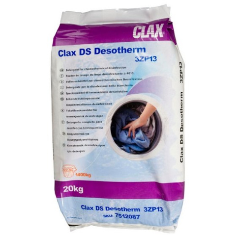 CLAX DS DESOTHERM 3ZP13 20KG Proszek do prania tkanin, przeznaczony do chemiczno-termicznej dezynfekcji w temp. 40ºC i wyższej CLAX DS DESOTHERM 3ZP13 20KG Proszek do prania tkanin, przeznaczony do chemiczno-termicznej dezynfekcji w temp. 40ºC i wyższej