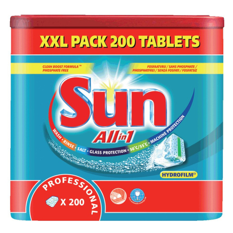 SUN PROFESSIONAL ALL IN 1 TABLETS 200 SZT. tabletki do zmywarek gastronomicznych SUN PROFESSIONAL ALL IN 1 TABLETS 200 SZT. tabletki do zmywarek gastronomicznych