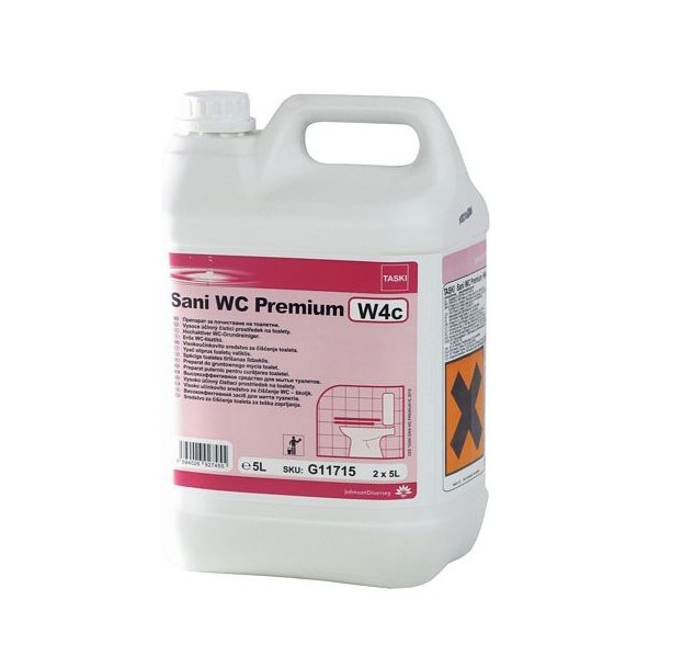 TASKI SANI WC PREMIUM W4c 5L silny środek odkamieniający do czyszczenia toalet i sanitariatów TASKI SANI WC PREMIUM W4c 5L silny środek odkamieniający do czyszczenia toalet i sanitariatów
